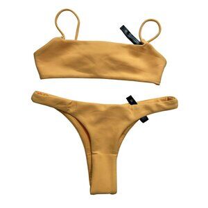Ark Swimwear Square Crop Top & Brazilians Bottoms in Yellow